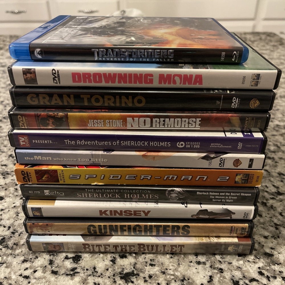 Lot Of 11 Various DVD Action Movies Used Transformers Spiderman Kinsey Sherlock